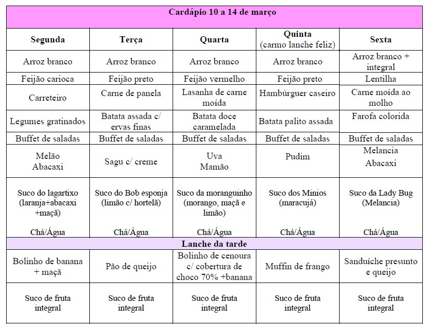 Cardapio 10mar